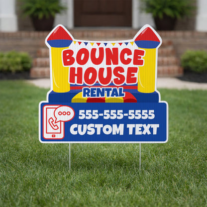 Custom Bounce House Rentals Yard Signs | 10 - Pack | 20 EZ Stakes Included