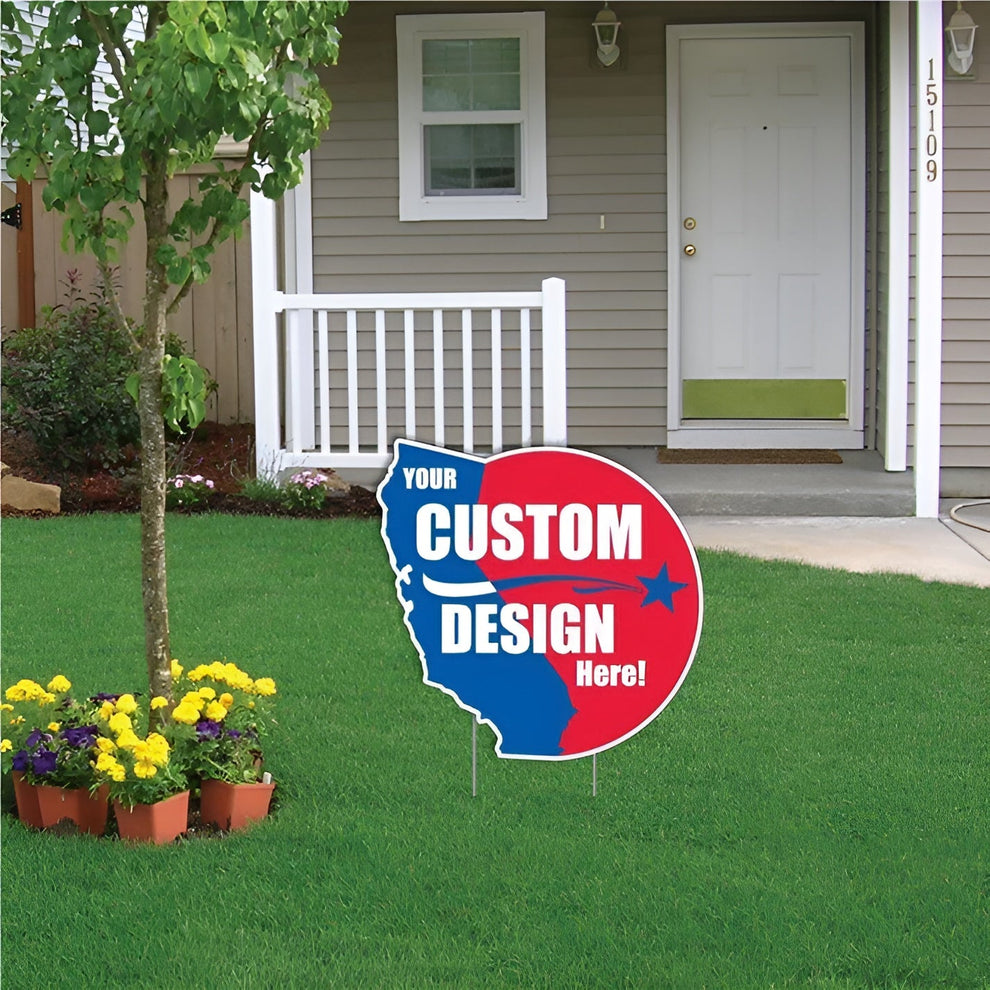 Custom 2'x2' California Shaped Yard Sign for Business & Campaigns ...