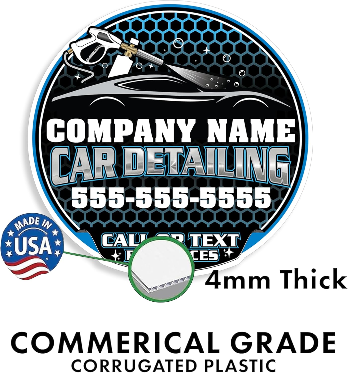 Custom Car Detailing Yard Signs | 10 - Pack| Two - Sided | Personalized Mobile Auto Detailing Signs 20 EZ Stakes Included