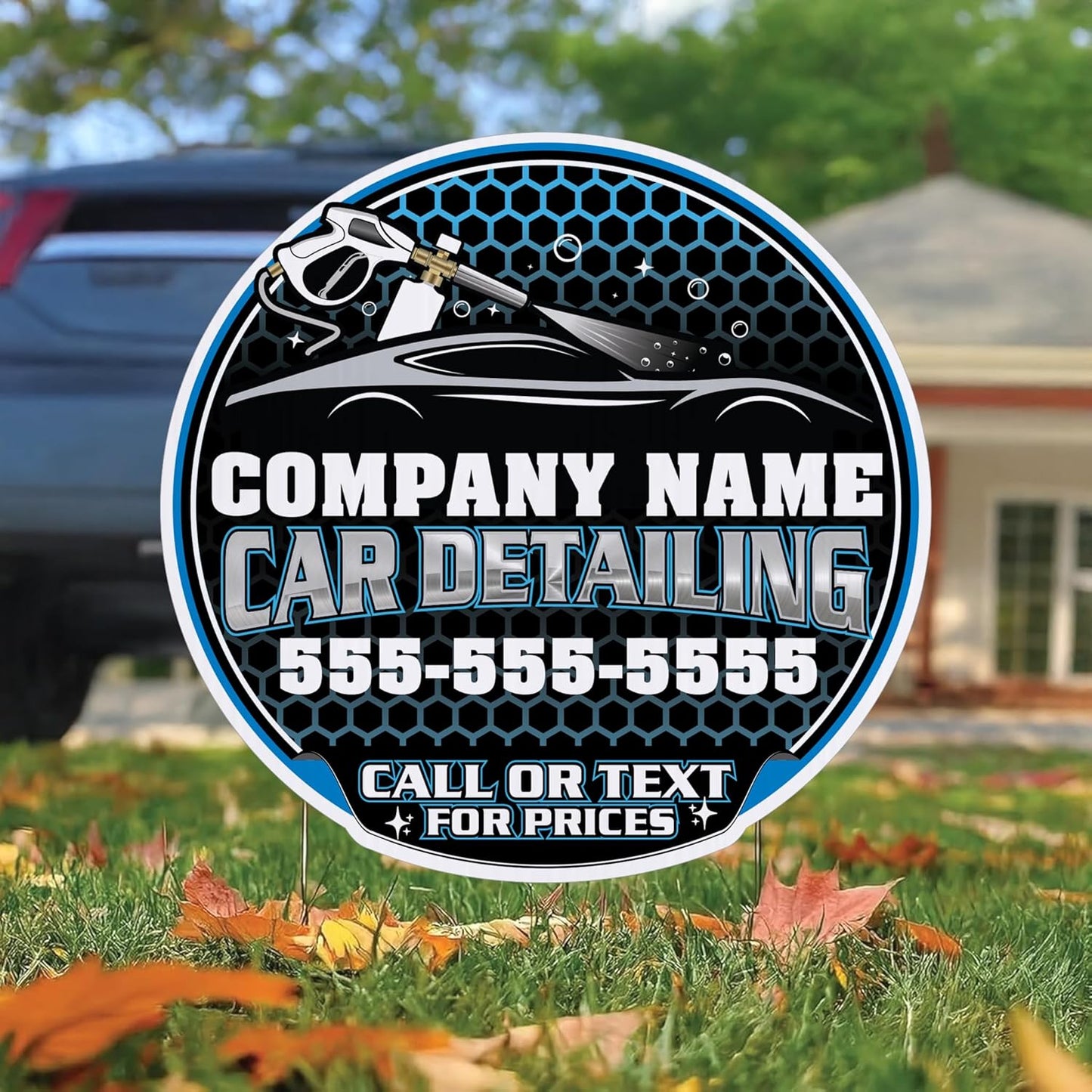 Custom Car Detailing Yard Signs | 10 - Pack| Two - Sided | Personalized Mobile Auto Detailing Signs 20 EZ Stakes Included