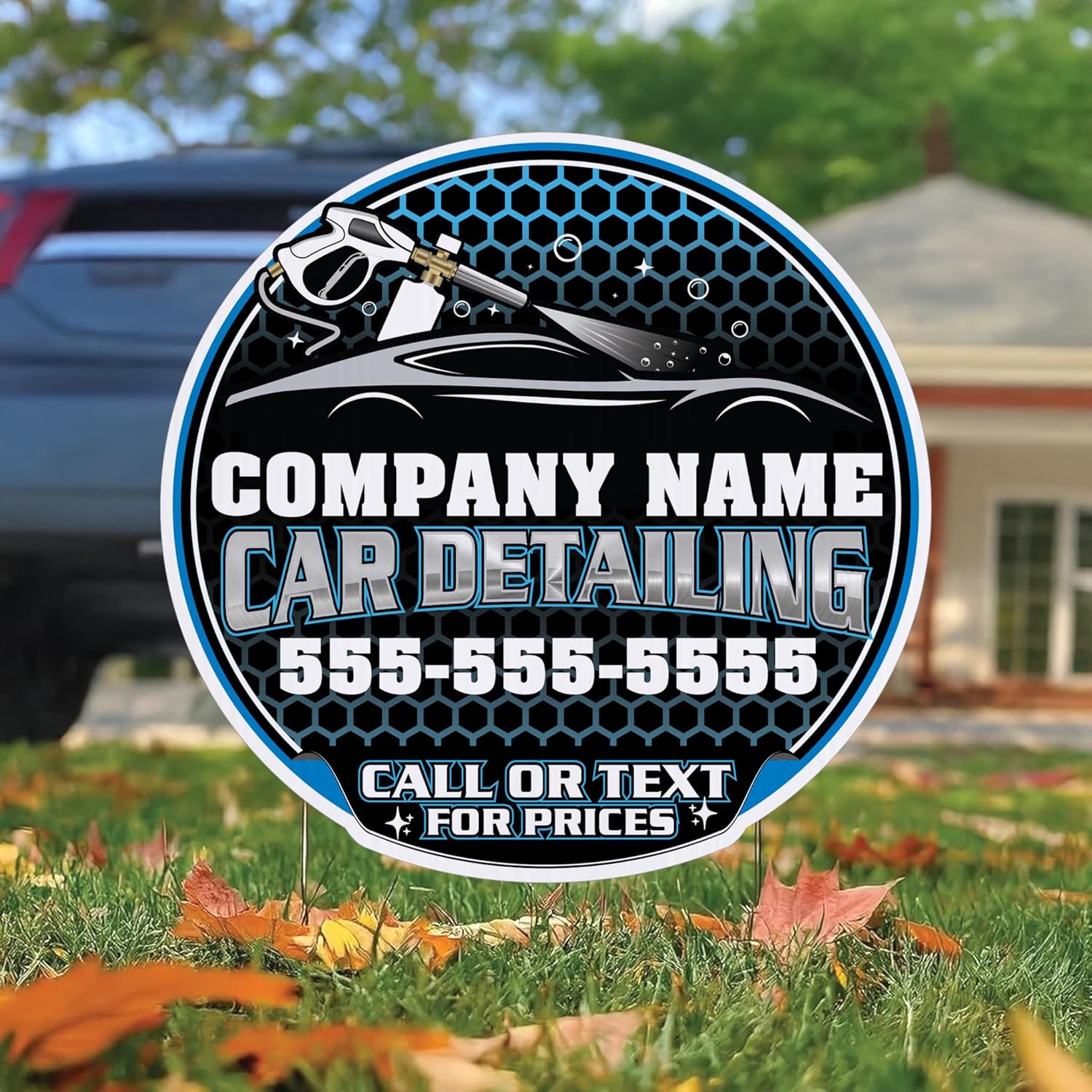 Custom Car Detailing Yard Signs | 10 - Pack| Two - Sided | Personalized Mobile Auto Detailing Signs 20 EZ Stakes Included