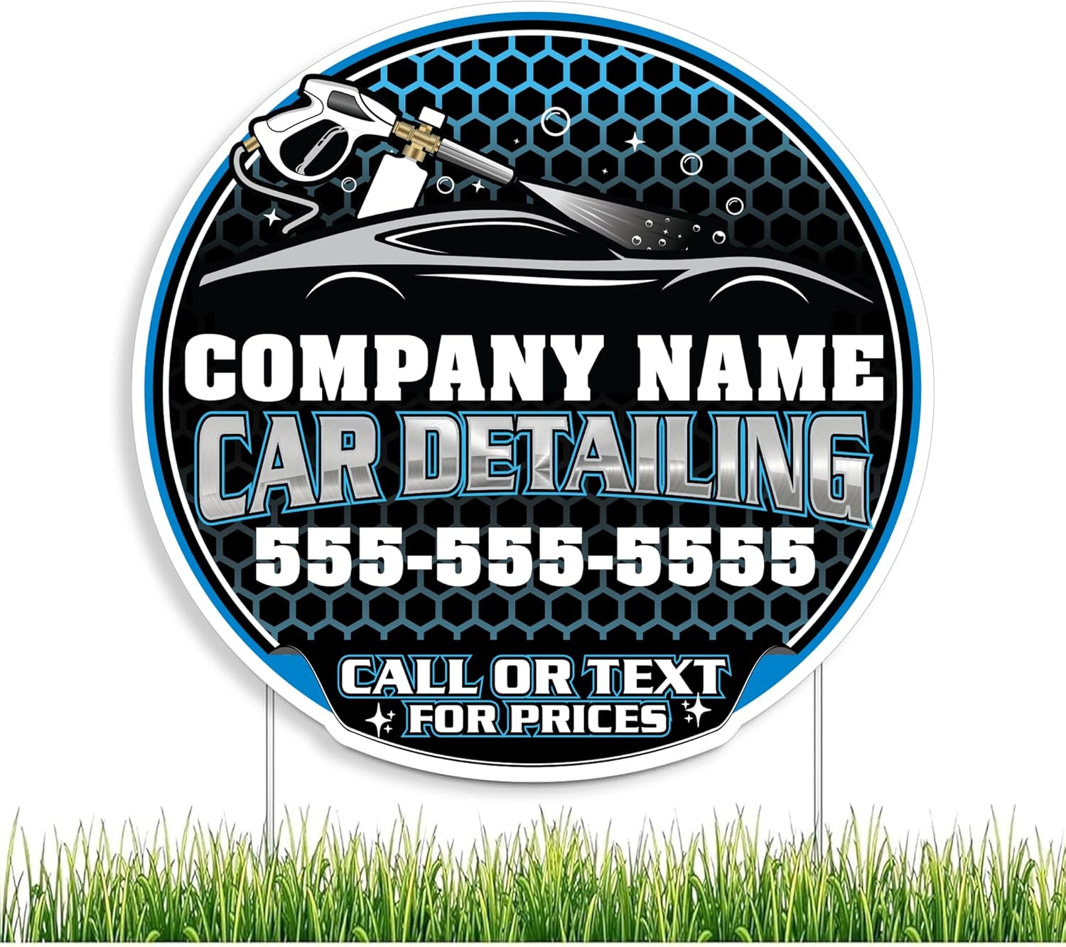 Custom Car Detailing Yard Signs | 10 - Pack| Two - Sided | Personalized Mobile Auto Detailing Signs 20 EZ Stakes Included