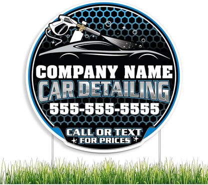 Custom Car Detailing Yard Signs | 10 - Pack| Two - Sided | Personalized Mobile Auto Detailing Signs 20 EZ Stakes Included