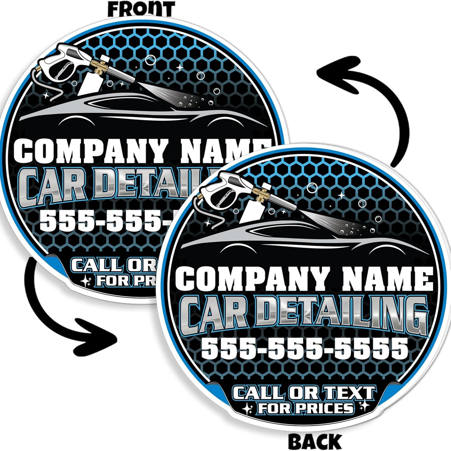Custom Car Detailing Yard Signs | 10 - Pack| Two - Sided | Personalized Mobile Auto Detailing Signs 20 EZ Stakes Included