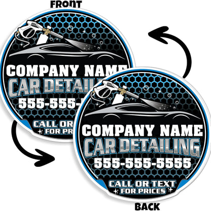 Custom Car Detailing Yard Signs | 10 - Pack| Two - Sided | Personalized Mobile Auto Detailing Signs 20 EZ Stakes Included