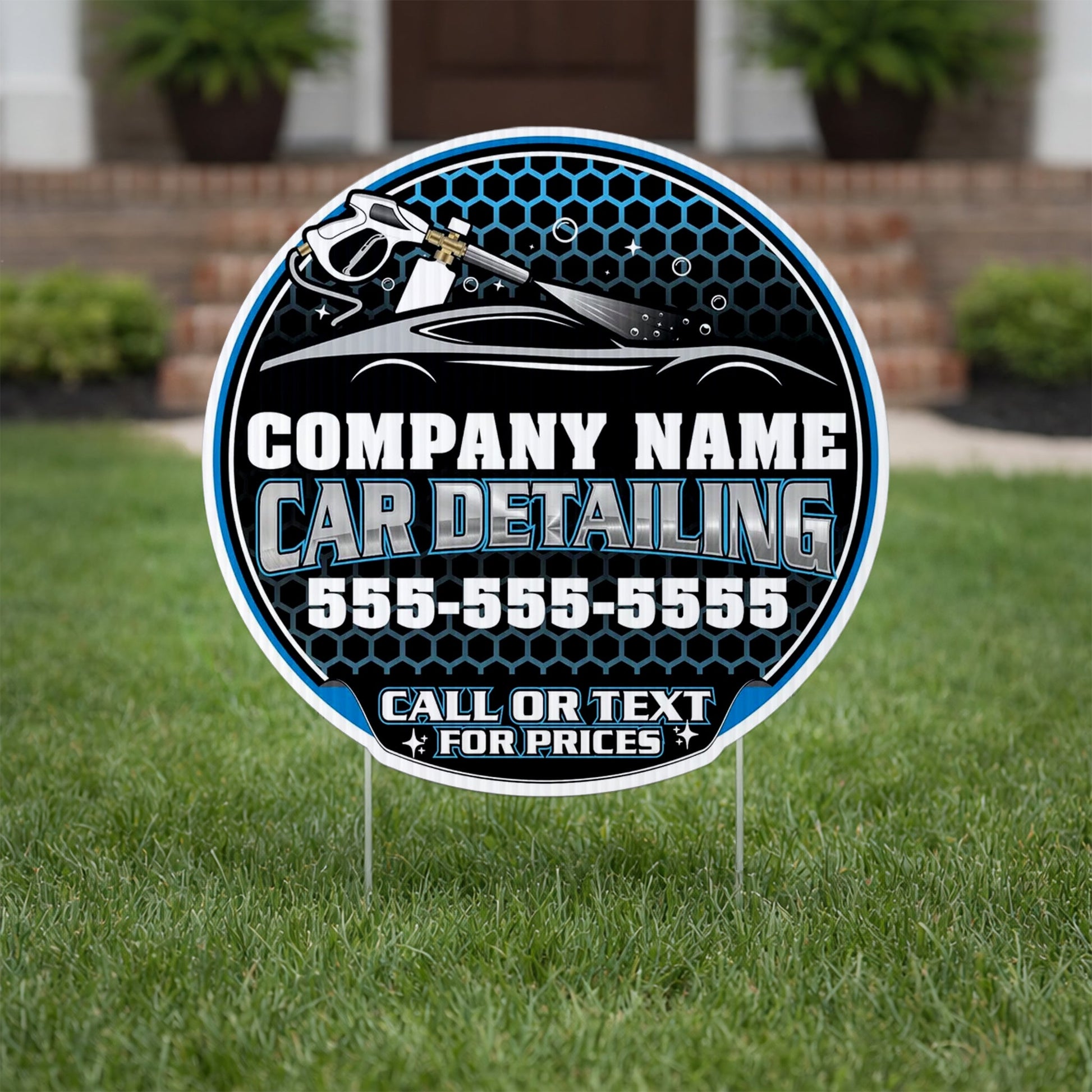 Custom Car Detailing Yard Signs | 10 - Pack| Two - Sided | Personalized Mobile Auto Detailing Signs 20 EZ Stakes Included