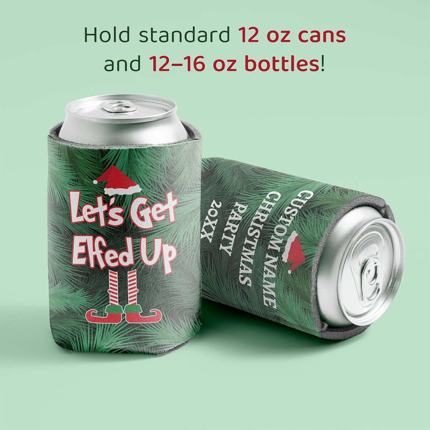 Custom Christmas Can Cooler - Let's Get Elfed Up