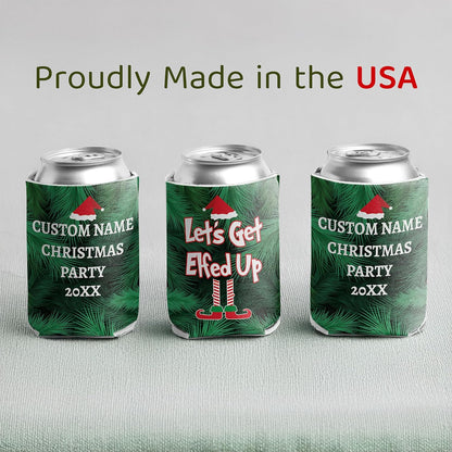Custom Christmas Can Cooler - Let's Get Elfed Up