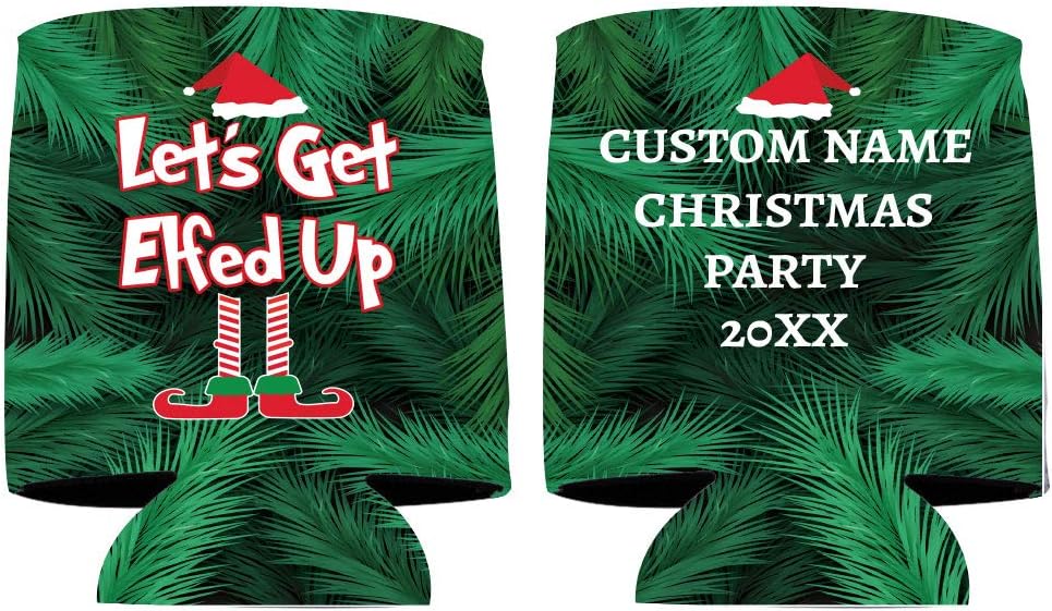 Custom Christmas Can Cooler - Let's Get Elfed Up