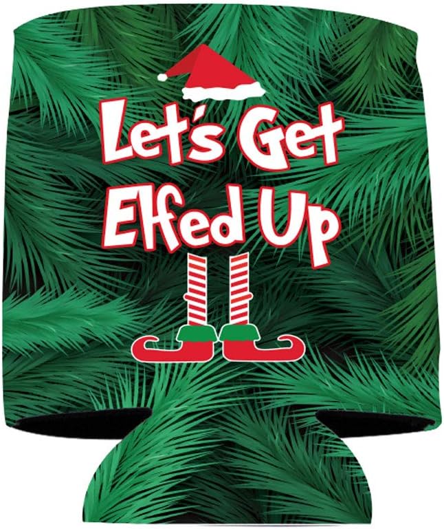 Custom Christmas Can Cooler - Let's Get Elfed Up