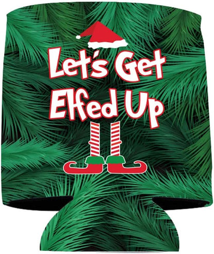 Custom Christmas Can Cooler - Let's Get Elfed Up
