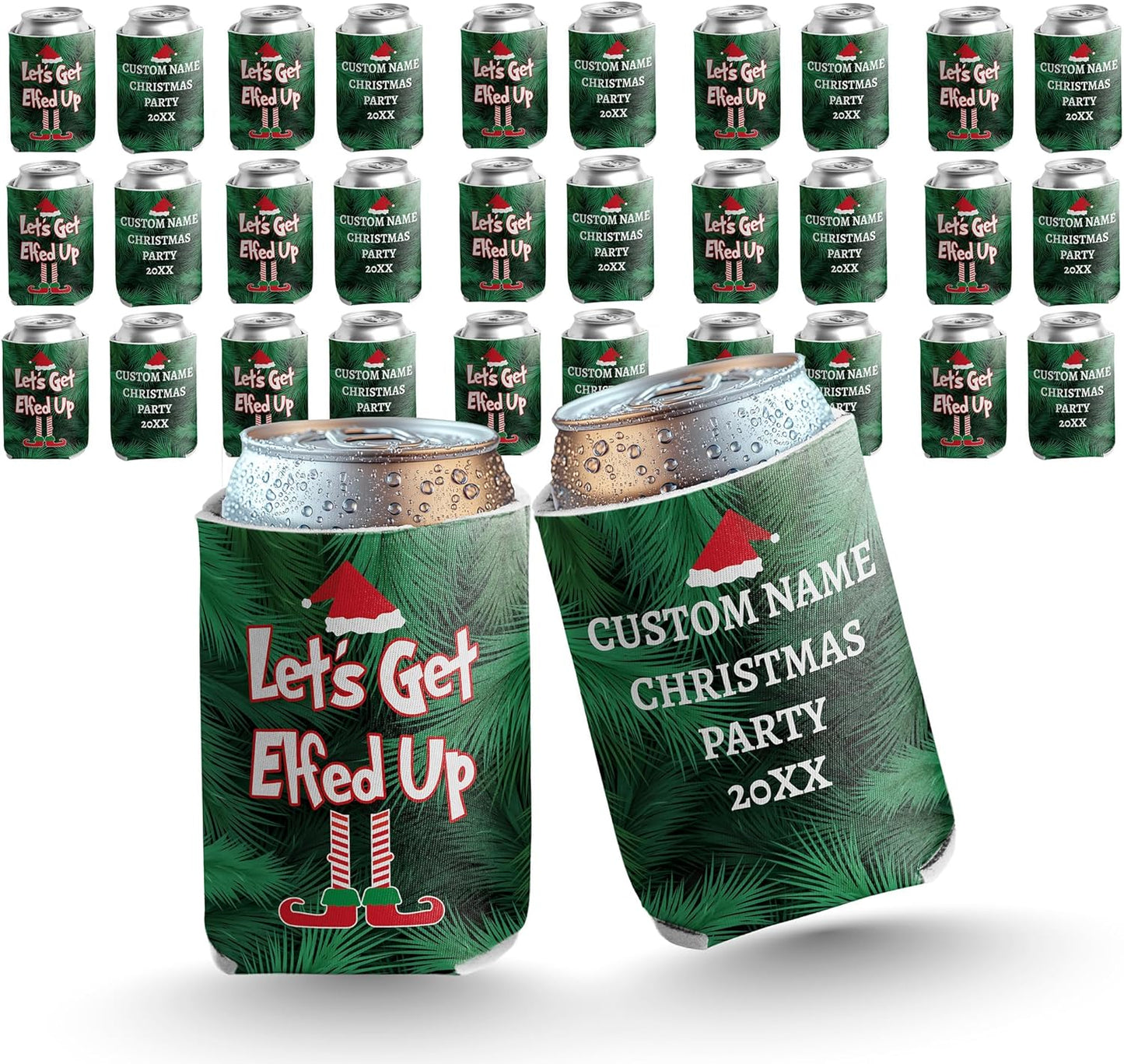 Custom Christmas Can Cooler - Let's Get Elfed Up