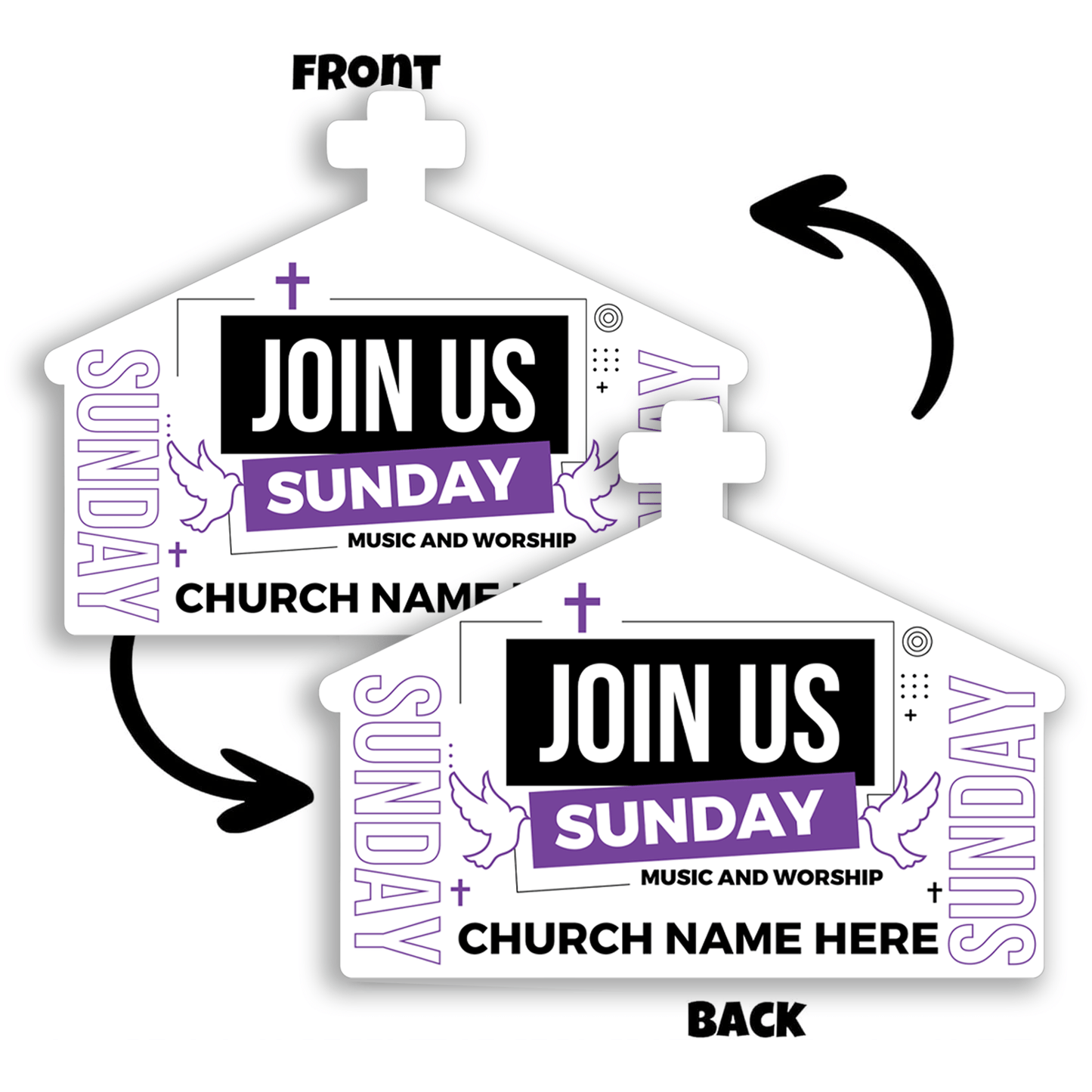 Custom Church Yard Signs – “Join Us This Sunday” | 10 - Pack | Two - Sided | 20 EZ Stakes Included