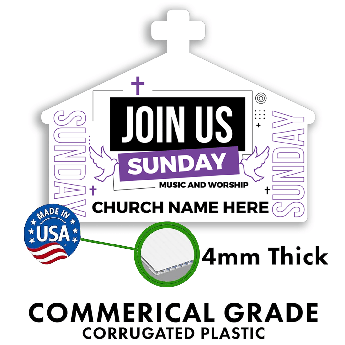 Custom Church Yard Signs – “Join Us This Sunday” | 10 - Pack | Two - Sided | 20 EZ Stakes Included