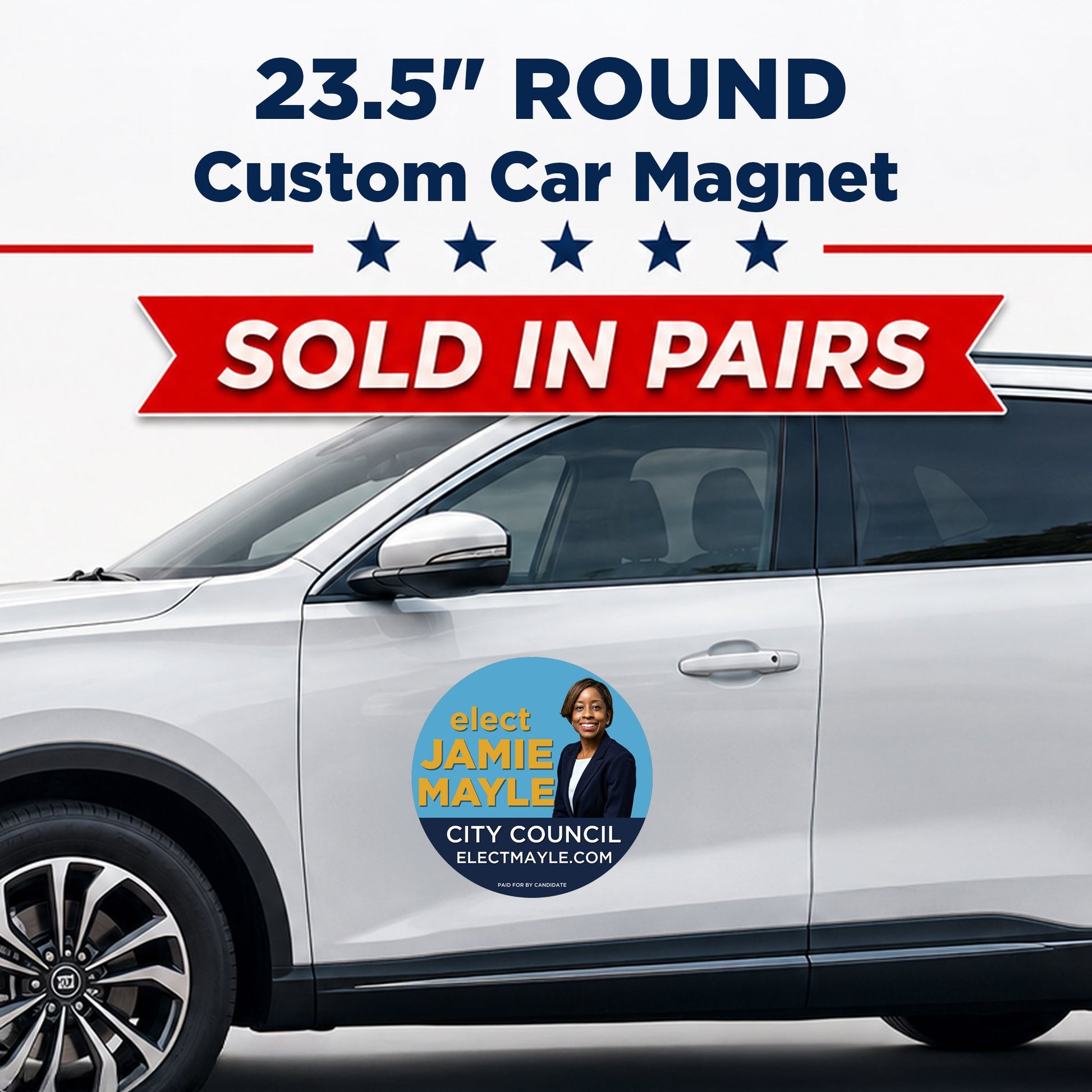 Custom Circle Car Magnets (Pair) 23.5" Personalized Magnetic Vehicle Signs