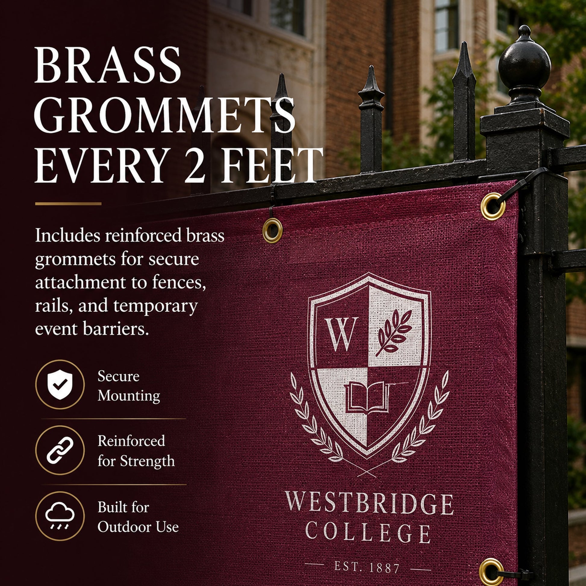 Custom College Fence Banner – Personalized Outdoor Mesh Banner for Schools, Universities & Campus Events