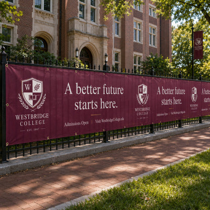 Custom College Fence Banner – Personalized Outdoor Mesh Banner for Schools, Universities & Campus Events