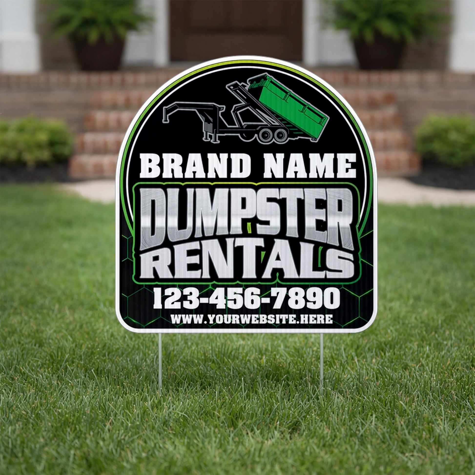 Custom Dumpster Rental Yard Signs | 10 - Pack | 20 EZ Stakes Included