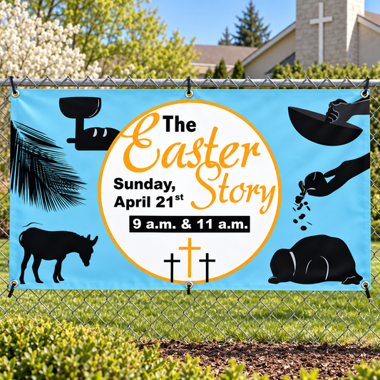Custom Easter Church Service Banner, The Easter Story