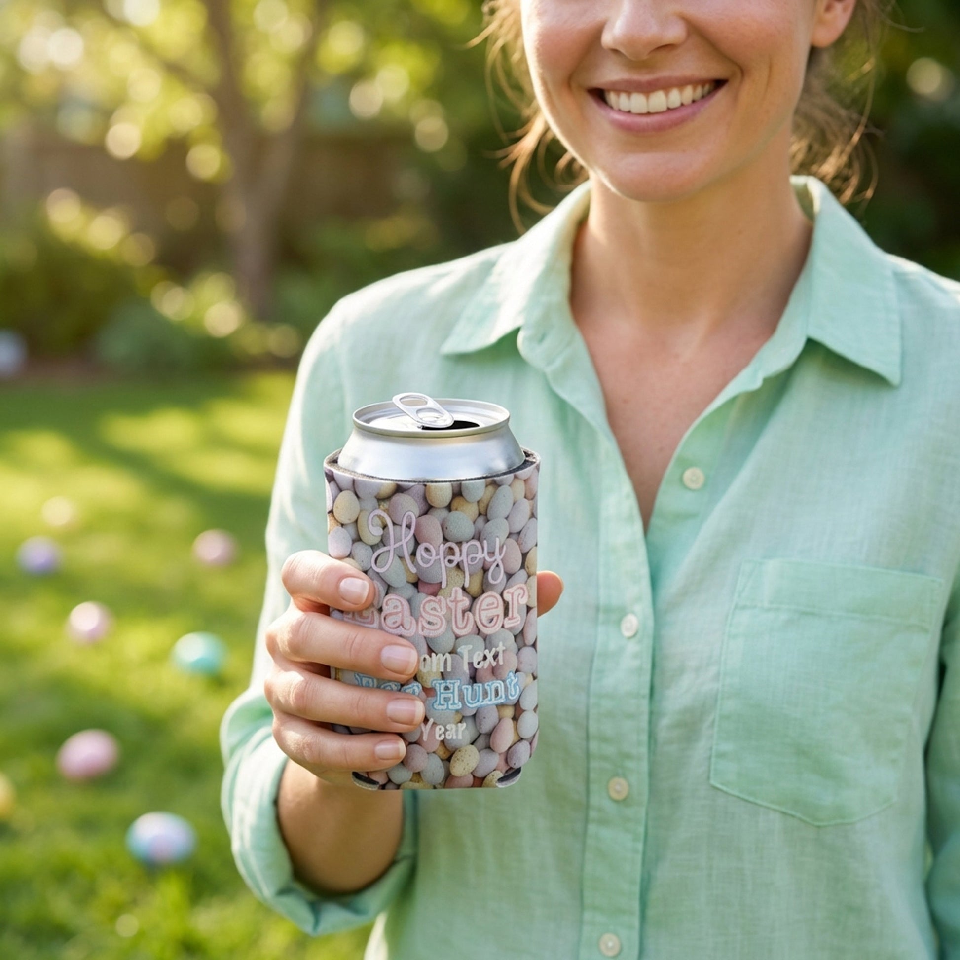Custom Easter Egg Hunt Can and Beverage Coolers
