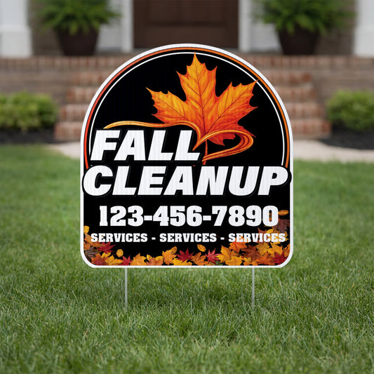 Custom Fall Cleanup Yard Signs | 10 - Pack | 20 EZ Stakes Included