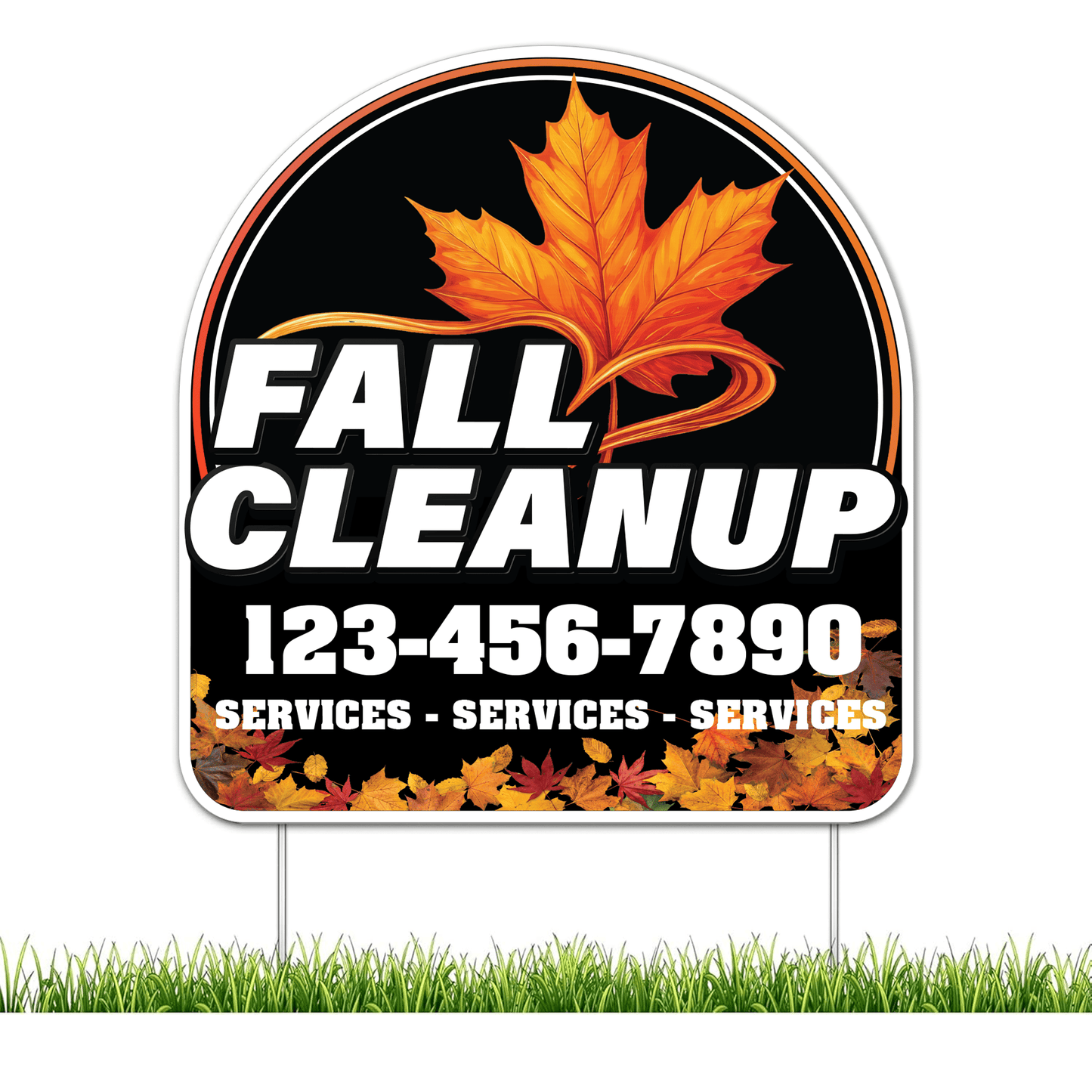 Custom Fall Cleanup Yard Signs | 10 - Pack | 20 EZ Stakes Included