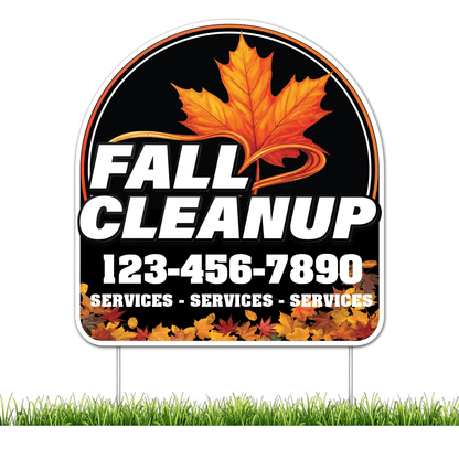Custom Fall Cleanup Yard Signs | 10 - Pack | 20 EZ Stakes Included