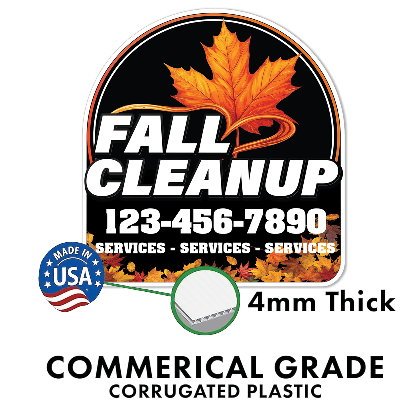 Custom Fall Cleanup Yard Signs | 10 - Pack | 20 EZ Stakes Included