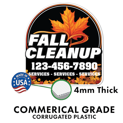 Custom Fall Cleanup Yard Signs | 10 - Pack | 20 EZ Stakes Included