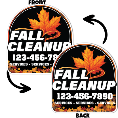 Custom Fall Cleanup Yard Signs | 10 - Pack | 20 EZ Stakes Included