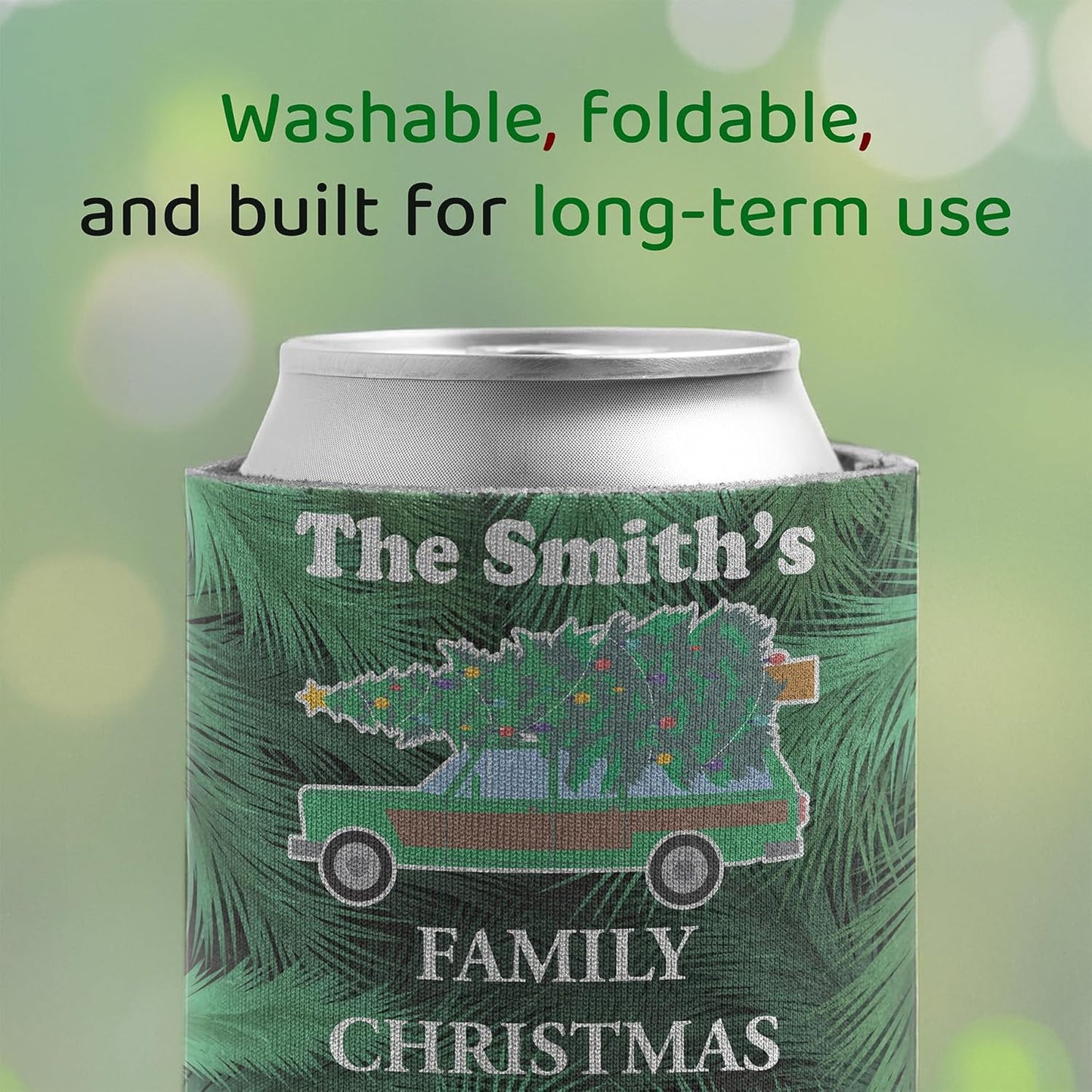 Custom Family Christmas Can Cooler - "We're gonna have the hap - hap - happiest Christmas" | Set of (12)