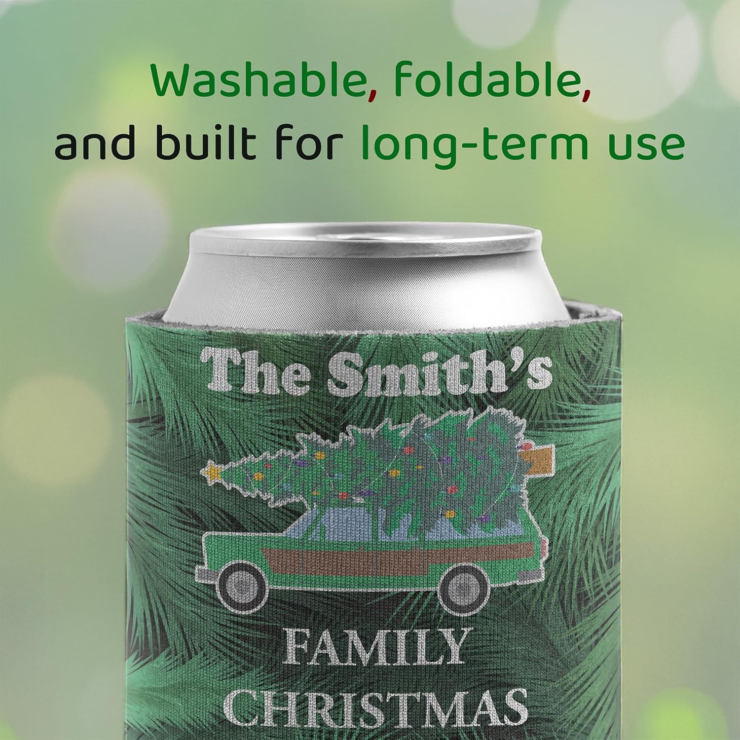 Custom Family Christmas Can Cooler - "We're gonna have the hap - hap - happiest Christmas" | Set of (12)