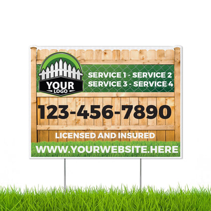 Custom Fence Company Yard Signs | 10 - Pack | 20 EZ Stakes Included