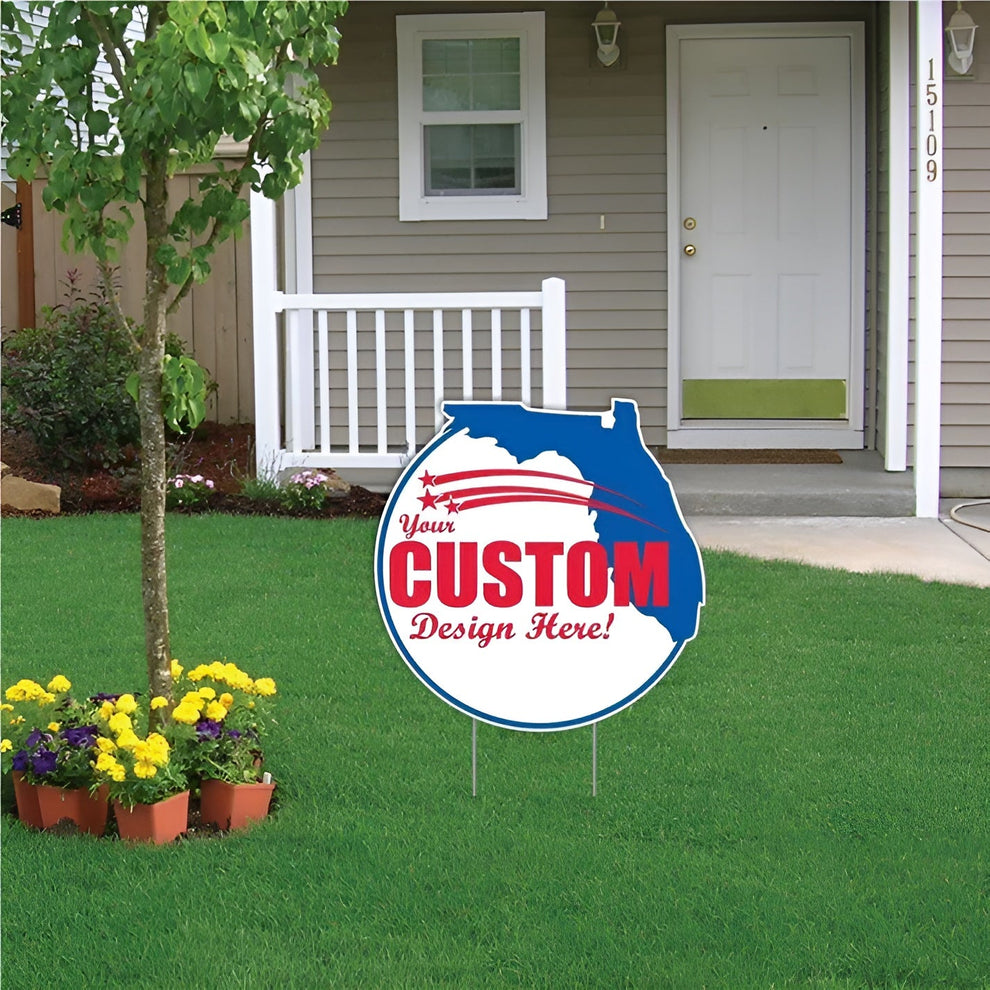 Custom 2'x2' Florida Shaped Yard Sign for Business & Campaigns ...