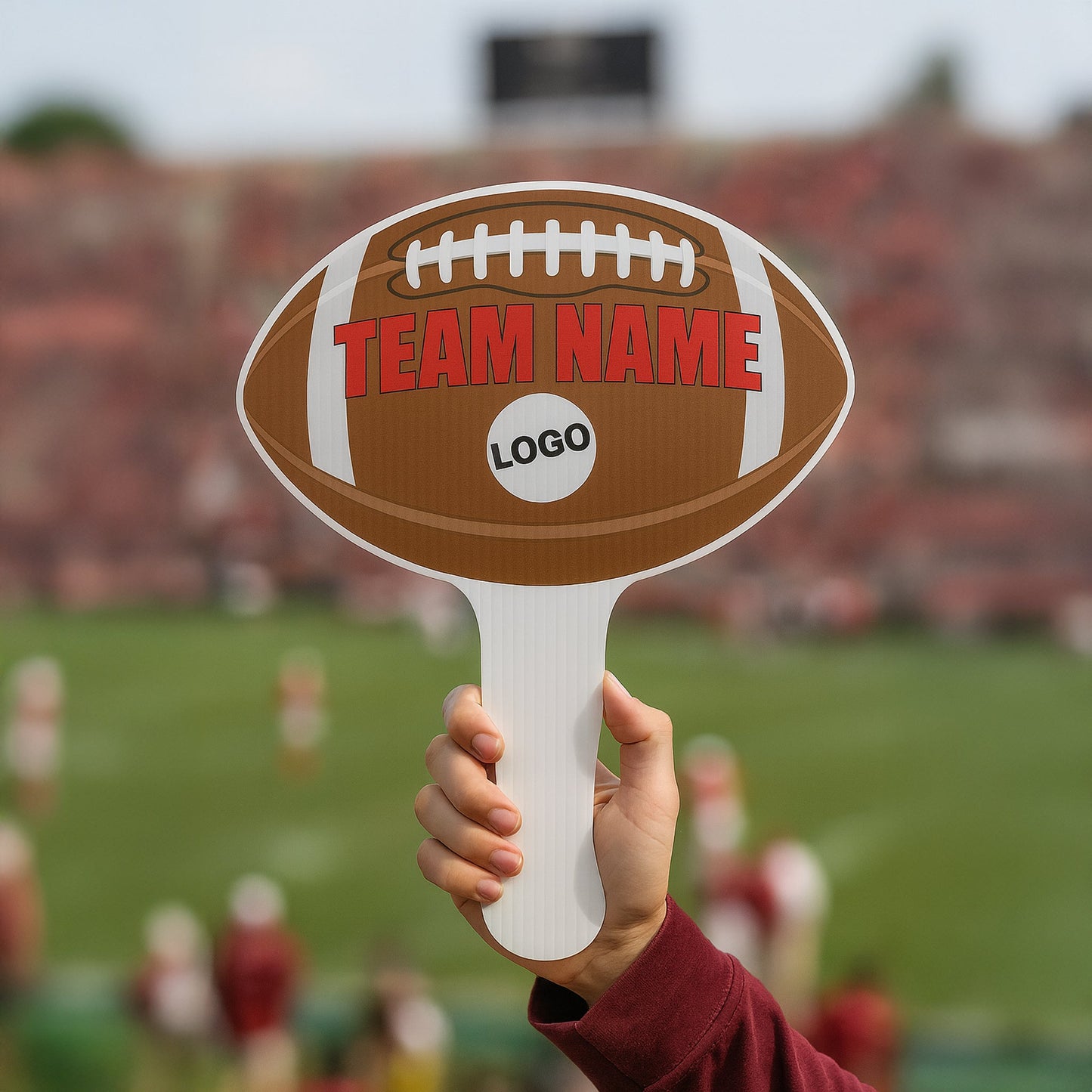 Custom Football Hand Fans | 9x10 Inch | Corrugated Plastic | Sports Wavers