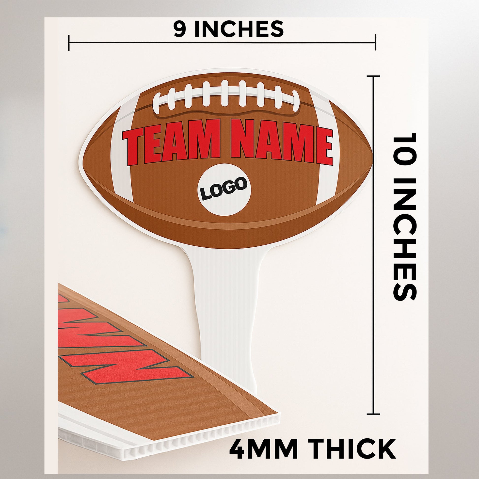 Custom Football Hand Fans | 9x10 Inch | Corrugated Plastic | Sports Wavers