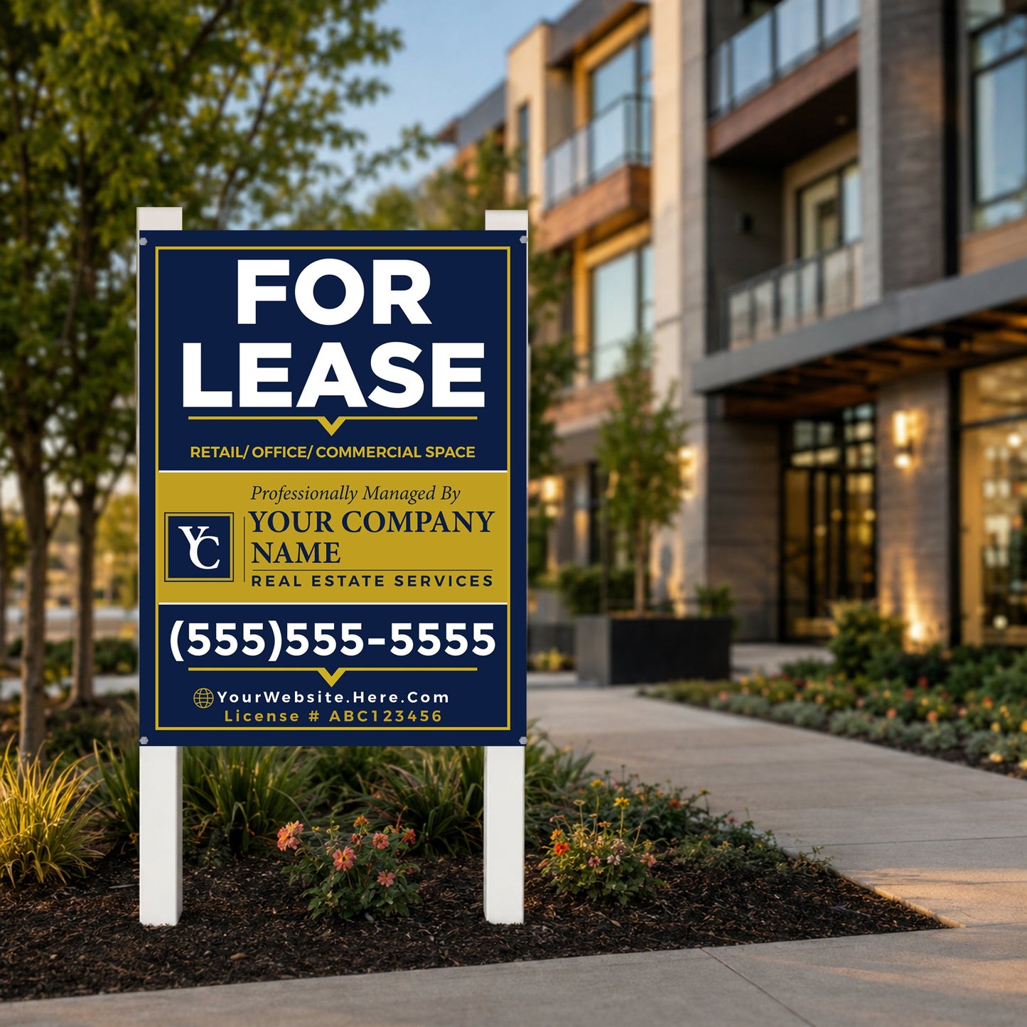 Custom For Lease Sign – 48x36 Aluminum Composite Commercial Real Estate Sign | Outdoor ACM Property Leasing Sign