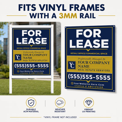 Custom For Lease Sign – 48x36 Aluminum Composite Commercial Real Estate Sign | Outdoor ACM Property Leasing Sign