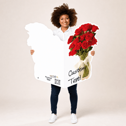 Custom Giant Rose Cut Greeting Card