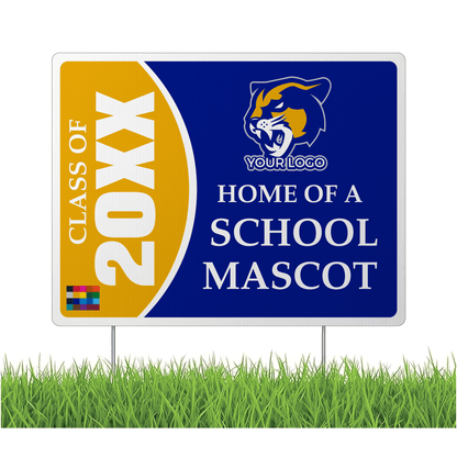 Custom Graduation Class Yard Sign – Personalized Class Year, School Mascot, Logo & Colors – 17x22 Double - Sided Waterproof Corrugated Plastic with Metal Stakes
