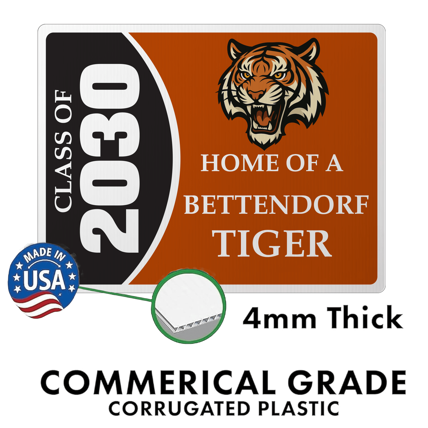 Custom Graduation Class Yard Sign – Personalized Class Year, School Mascot, Logo & Colors – 17x22 Double - Sided Waterproof Corrugated Plastic with Metal Stakes