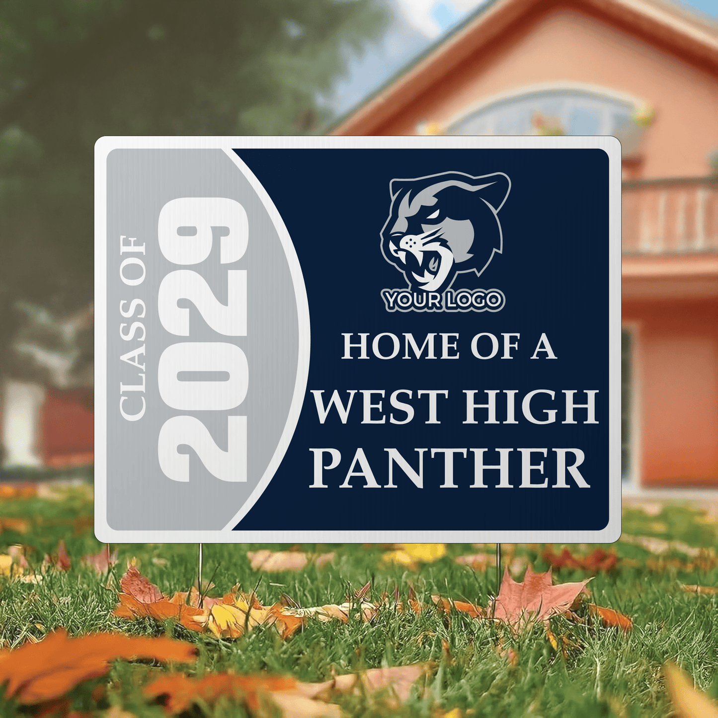 Custom Graduation Class Yard Sign – Personalized Class Year, School Mascot, Logo & Colors – 17x22 Double - Sided Waterproof Corrugated Plastic with Metal Stakes