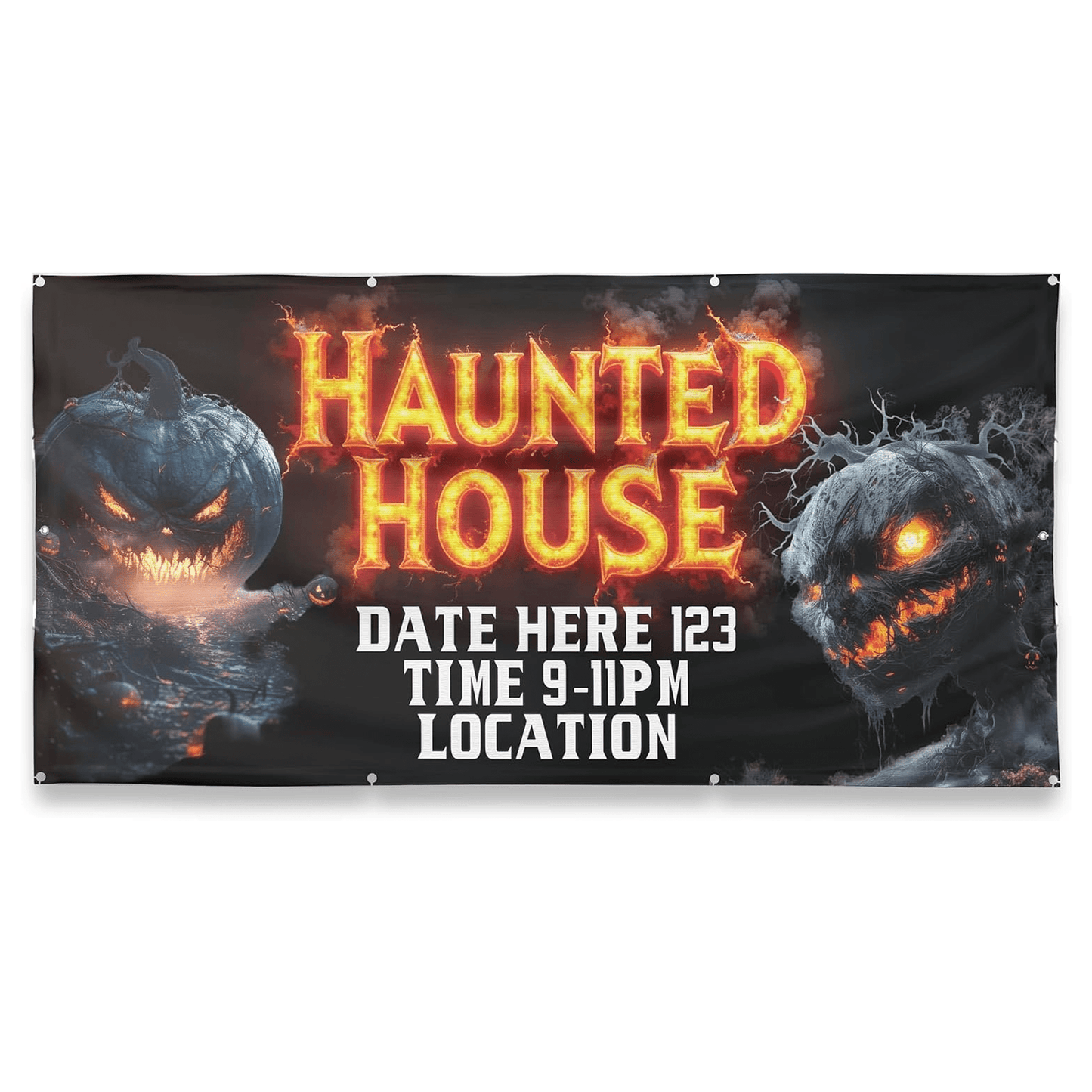 Custom Halloween Haunted House Banner, 4x8 ft