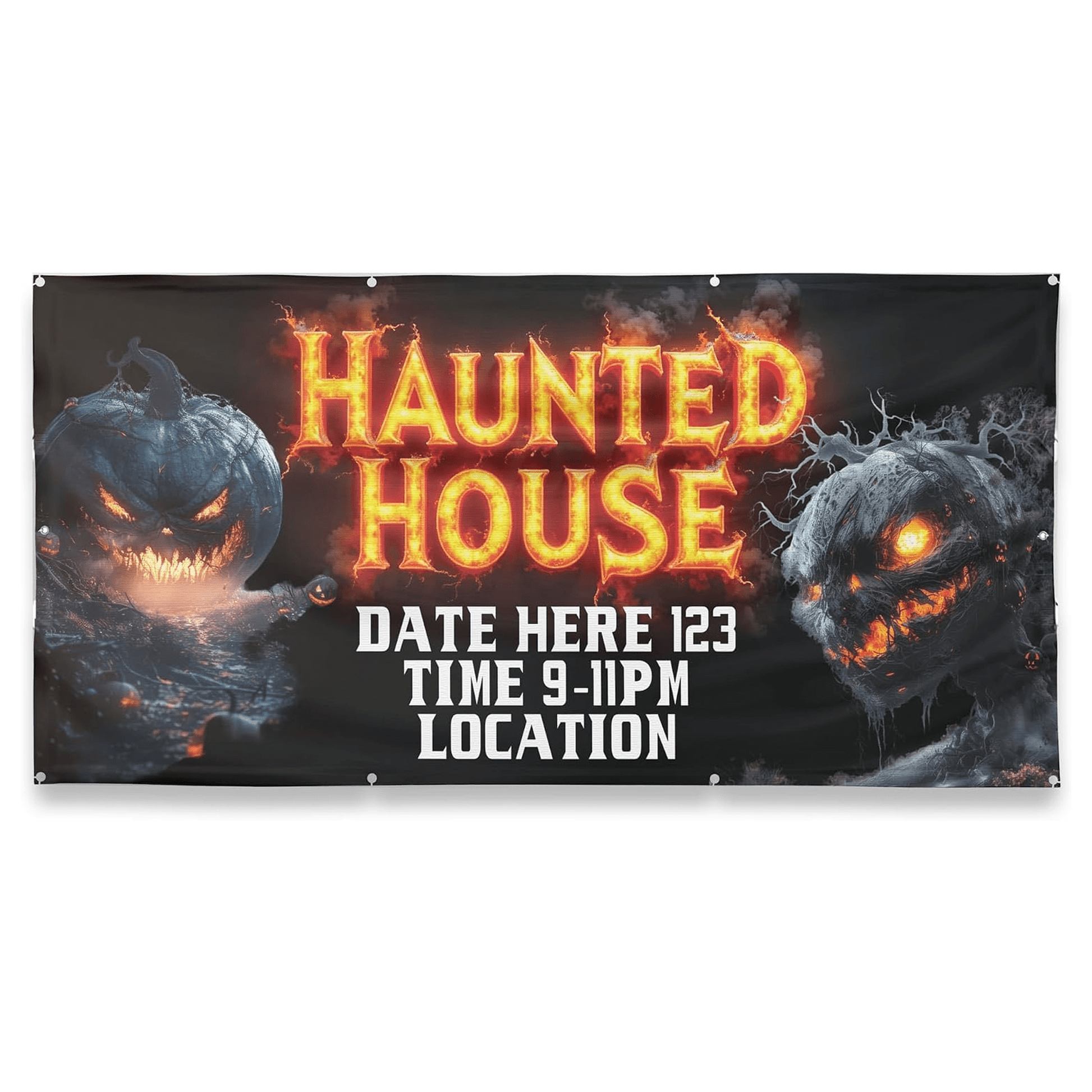 Custom Halloween Haunted House Banner, 4x8 ft