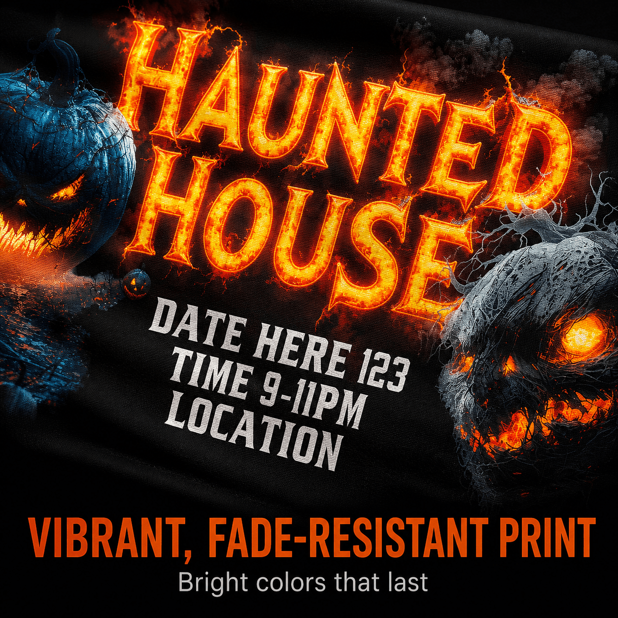 Custom Halloween Haunted House Banner, 4x8 ft
