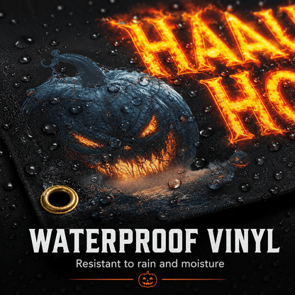 Custom Halloween Haunted House Banner, 4x8 ft