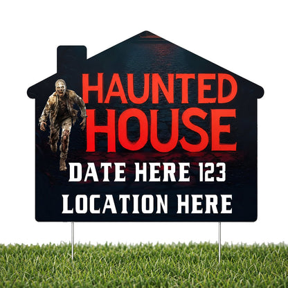 Custom Huanted House Yard Signs | 10-Pack | 20 EZ Stakes Included