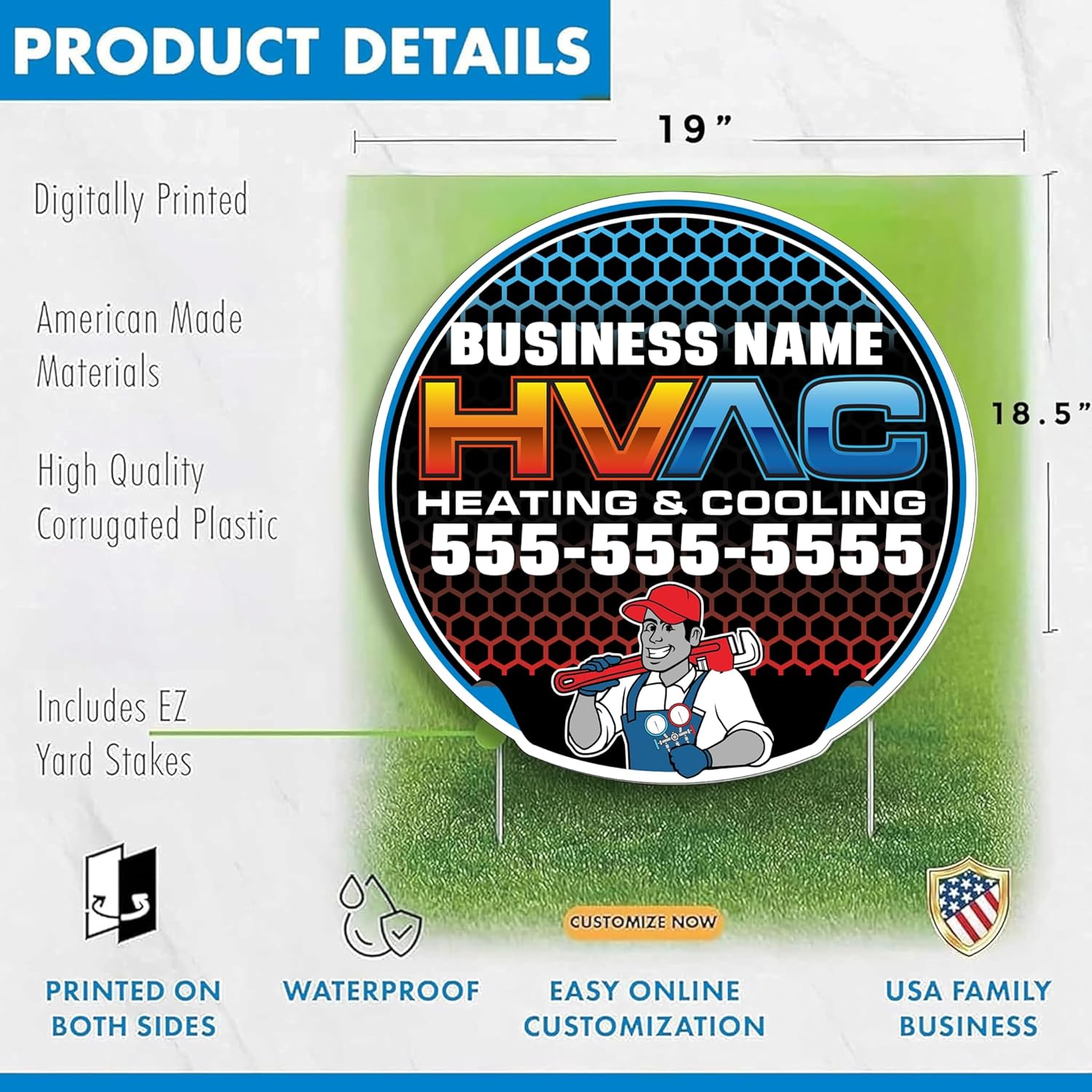 Custom HVAC Yard Signs | 10 - Pack| Two - Sided | Personalized Heating & Cooling Signs 20 EZ Stakes Included (Copy)