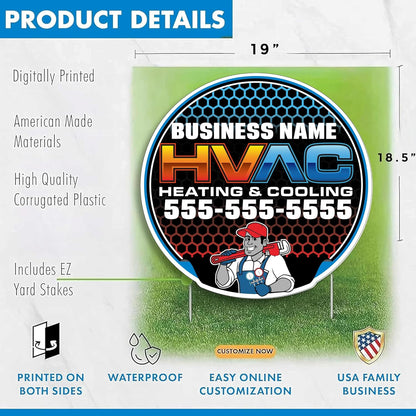 Custom HVAC Yard Signs | 10 - Pack| Two - Sided | Personalized Heating & Cooling Signs 20 EZ Stakes Included (Copy)