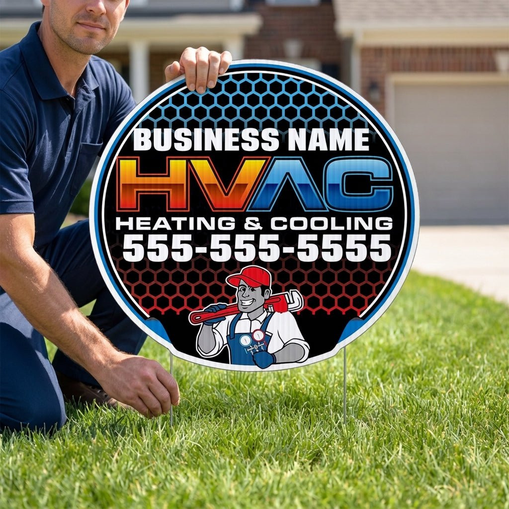 Custom HVAC Yard Signs | 10 - Pack| Two - Sided | Personalized Heating & Cooling Signs 20 EZ Stakes Included (Copy)